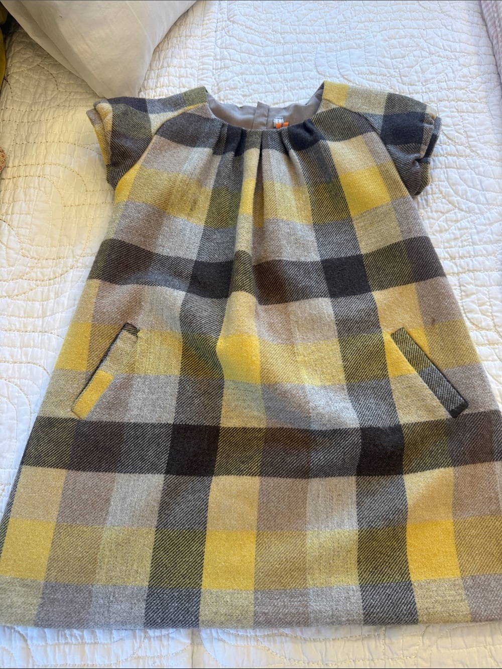 Yellow and Gray Plaid Shift Dress